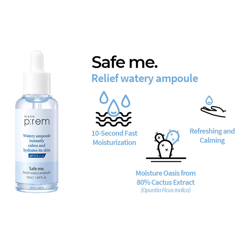 Make P:rem Safe Me Relief Watery Ampoule - Peaches&Creme Shop Korean Skincare Malta