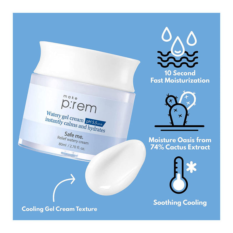 Make P:rem Safe Me Relief Watery Gel Cream - Peaches&Creme Shop Korean Skincare Malta