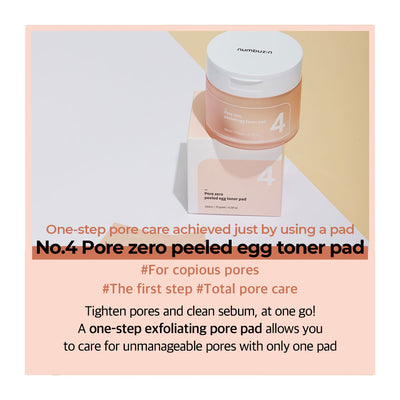 NUMBUZIN No.4 Pore Zero Peeled Egg Toner Pad - Peaches&Creme Shop Korean Skincare Malta