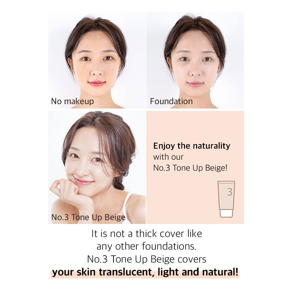 NUMBUZIN No.3 Porcelain Base-skip Tone Up Beige SPF50+ PA++++ - Peaches&Creme Shop Korean Skincare Malta