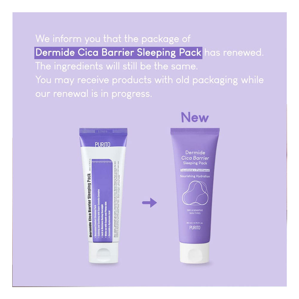 PURITO Dermide Cica Barrier Sleeping Pack - Peaches&Creme Shop Korean Skincare Malta