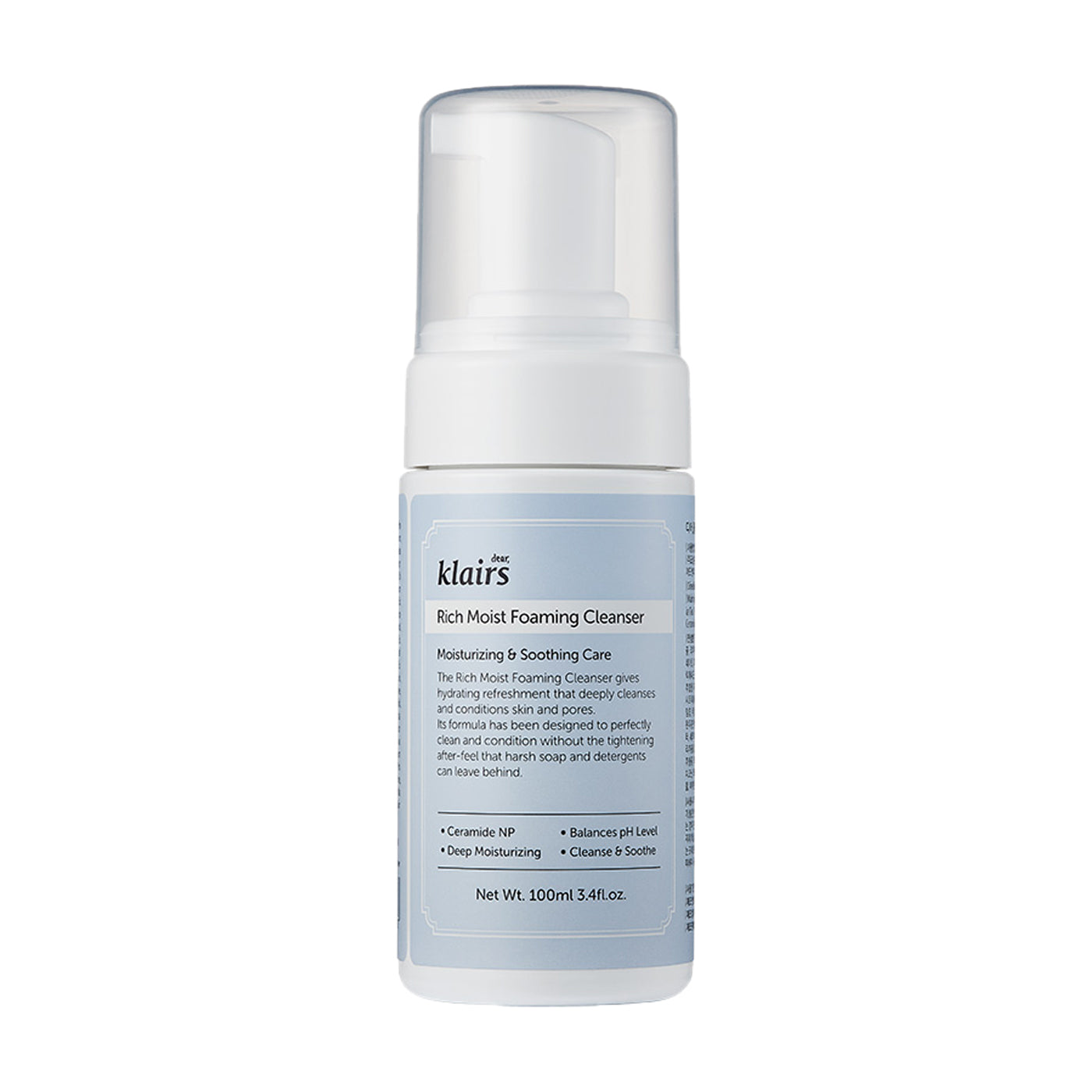 Klairs Rich Moist Foaming Cleanser - Peaches&Creme Shop Korean Skincare Malta