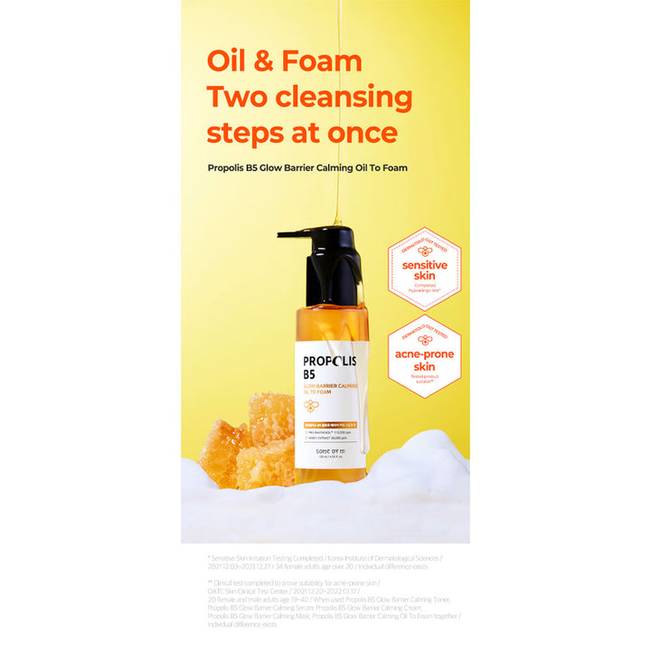 SOME BY MI Propolis B5 Glow Barrier Calming Oil To Foam - Peaches&Creme Shop Korean Skincare Malta