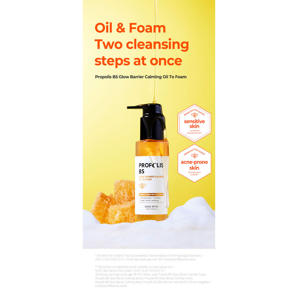 SOME BY MI Propolis B5 Glow Barrier Calming Oil To Foam - Peaches&Creme Shop Korean Skincare Malta