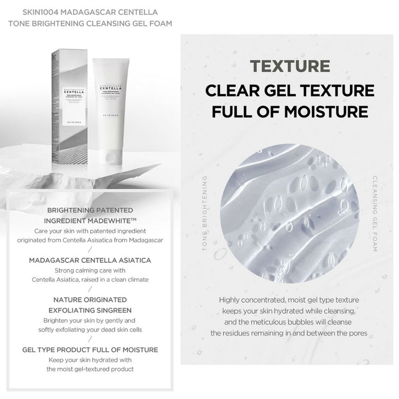 Skin1004 Madagascar Centella Tone Brightening Cleansing Gel Foam - Peaches&Creme Korean Skincare Malta
