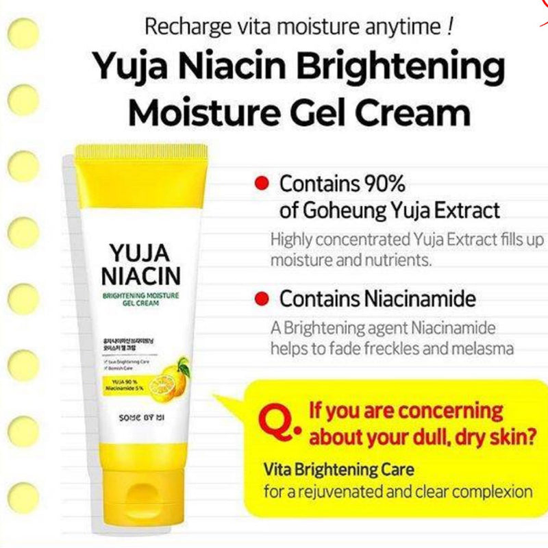 Some By Mi Yuja Niacin Brightening Moisture Gel Cream - Peaches&Creme Shop Korean Skincare Malta
